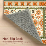Ultra Soft Area Rug, Non Slip, Stain Resistant, Washable Area Rugs for Living Room, Bedroom, Dark Orange and Green Dorm Rug for Cozy Spaces(Beige)