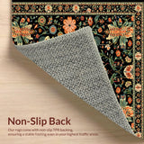 Ultra Soft Area Rug, Non Slip, Stain Resistant, Washable Area Rugs for Living Room, Bedroom, Intricate Insect Floral Motif(Black)