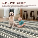 Ultra Soft Area Rug, Non Slip, Stain Resistant, Washable Area Rugs for Living Room, Bedroom, Elegant Black and Ivory Contrast(Beige)