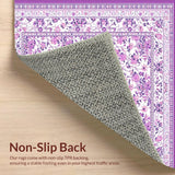 Ultra Soft Area Rug, Non Slip, Stain Resistant, Washable Area Rugs for Living Room, Bedroom, Contemporary Fluffy Botanical Theme(Purple)