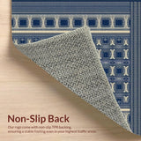 Ultra Soft Area Rug, Non Slip, Stain Resistant, Washable Area Rugs for Living Room, Bedroom, Navy Woven Geometric Patterned Accent(Blue)