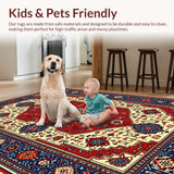 Ultra Soft Area Rug, Non Slip, Stain Resistant, Washable Area Rugs for Living Room, Bedroom, Traditional Vivid Entryway Antique-Inspired Carpet(Red)