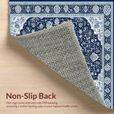 Ultra Soft Area Rug, Non Slip, Stain Resistant, Washable Area Rugs for Living Room, Bedroom, Oriental Floral Design Area(Blue)