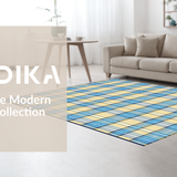 Elegant Blue Tone Checkered Fabric(Beige)