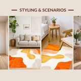 Ultra Soft Area Rug, Non Slip, Stain Resistant, Washable Area Rugs for Living Room, Bedroom, Vibrant Abstract Expressionist Motif(Orange)