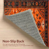 Ultra Soft Area Rug, Non Slip, Stain Resistant, Washable Area Rugs for Living Room, Bedroom, Elegant Earth Tones Design(Orange)