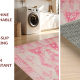 Ultra Soft Area Rug, Non Slip, Stain Resistant, Washable Area Rugs for Living Room, Bedroom, Refined Modern Tiled Arrangement(Pink)