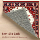 Ultra Soft Area Rug, Non Slip, Stain Resistant, Washable Area Rugs for Living Room, Bedroom, Traditional Oriental Ivory Red Living Room Non-Shedding Rug(Red)