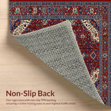 Ultra Soft Area Rug, Non Slip, Stain Resistant, Washable Area Rugs for Living Room, Bedroom, Vintage Floral Elegance(Red)