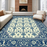 Ultra Soft Area Rug, Non Slip, Stain Resistant, Washable Area Rugs for Living Room, Bedroom, Chateau Collection Sapphire Crest Area Dark Blue Beige(Blue)