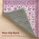Ultra Soft Area Rug, Non Slip, Stain Resistant, Washable Area Rugs for Living Room, Bedroom, Sophisticated Earthy Floral Geometry(Pink)