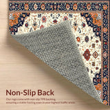 Ultra Soft Area Rug, Non Slip, Stain Resistant, Washable Area Rugs for Living Room, Bedroom, Chic Vintage Tiled Design(White)