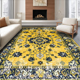 Ultra Soft Area Rug, Non Slip, Stain Resistant, Washable Area Rugs for Living Room, Bedroom, Rustic Vintage Symmetrical Style(Gold)
