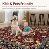 Ultra Soft Area Rug, Non Slip, Stain Resistant, Washable Area Rugs for Living Room, Bedroom, Eclectic Boho Medallion Artistic Decorative Tapestry(Red)