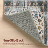 Ultra Soft Area Rug, Non Slip, Stain Resistant, Washable Area Rugs for Living Room, Bedroom, Artistic Ogee Floral Theme(Gray)
