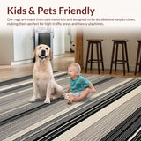 Ultra Soft Area Rug, Non Slip, Stain Resistant, Washable Area Rugs for Living Room, Bedroom, Rustic Textured Linear Motif(Black)