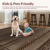 Ultra Soft Area Rug, Non Slip, Stain Resistant, Washable Area Rugs for Living Room, Bedroom, Chic Whimsical Nature Motif Design(Brown)