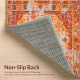 Ultra Soft Area Rug, Non Slip, Stain Resistant, Washable Area Rugs for Living Room, Bedroom, Chic Vintage Ogee Style Runner(Orange)