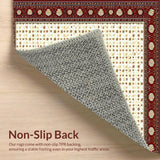 Ultra Soft Area Rug, Non Slip, Stain Resistant, Washable Area Rugs for Living Room, Bedroom, Sleek Transitional Diamond Patterned Piece(Red)