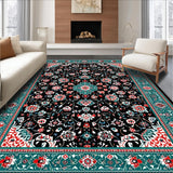 Ultra Soft Area Rug, Non Slip, Stain Resistant, Washable Area Rugs for Living Room, Bedroom, Rustic Black Geometric Tapestry(Black)