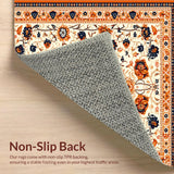 Ultra Soft Area Rug, Non Slip, Stain Resistant, Washable Area Rugs for Living Room, Bedroom, Vibrant Floral Bedroom High-Traffic Area Carpet(Ivory)