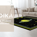 Ultra Soft Area Rug, Non Slip, Stain Resistant, Washable Area Rugs for Living Room, Bedroom, Bold Astronomical Shape Arrangement(Yellow)