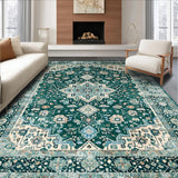 Ultra Soft Area Rug, Non Slip, Stain Resistant, Washable Area Rugs for Living Room, Bedroom, Rustic Green Blue Patterned Textile(Blue)