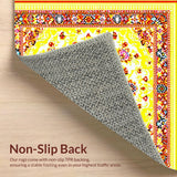 Ultra Soft Area Rug, Non Slip, Stain Resistant, Washable Area Rugs for Living Room, Bedroom, Charming Textured Medallion Style(Yellow)