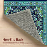 Ultra Soft Area Rug, Non Slip, Stain Resistant, Washable Area Rugs for Living Room, Bedroom, Chic Dark Blue Trellis Style(Blue)