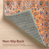 Ultra Soft Area Rug, Non Slip, Stain Resistant, Washable Area Rugs for Living Room, Bedroom, Chic Rustic Orange Blossom Pattern(Orange)