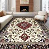 Ultra Soft Area Rug, Non Slip, Stain Resistant, Washable Area Rugs for Living Room, Bedroom, Elegant Floral Medallion Design(Ivory)