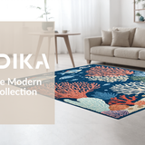 Ultra Soft Area Rug, Non Slip, Stain Resistant, Washable Area Rugs for Living Room, Bedroom, Coral Reef Nautical Motif(Blue)