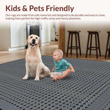 Ultra Soft Area Rug, Non Slip, Stain Resistant, Washable Area Rugs for Living Room, Bedroom, Trendy Luxurious Diamond Overlay(Gray)