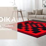 Ultra Soft Area Rug, Non Slip, Stain Resistant, Washable Area Rugs for Living Room, Bedroom, Dynamic Minimalist Patterned Surface(Red)