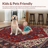 Ultra Soft Area Rug, Non Slip, Stain Resistant, Washable Area Rugs for Living Room, Bedroom, Transitional Bold Diamond Texture(Red)