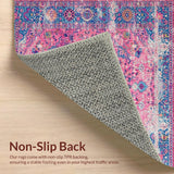 Ultra Soft Area Rug, Non Slip, Stain Resistant, Washable Area Rugs for Living Room, Bedroom, Elegant Retro Abstract Design(Pink)