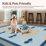 Ultra Soft Area Rug, Non Slip, Stain Resistant, Washable Area Rugs for Living Room, Bedroom, Bright Oceanic Color Palette(Blue)