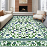 Ultra Soft Area Rug, Non Slip, Stain Resistant, Washable Area Rugs for Living Room, Bedroom, Sophisticated Abstract Green Hues(White)