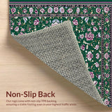 Ultra Soft Area Rug, Non Slip, Stain Resistant, Washable Area Rugs for Living Room, Bedroom, Classic Floral Ogee Print(Green)