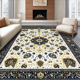 Ultra Soft Area Rug, Non Slip, Stain Resistant, Washable Area Rugs for Living Room, Bedroom, Sunny Floral Whirl(White)