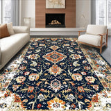 Ultra Soft Area Rug, Non Slip, Stain Resistant, Washable Area Rugs for Living Room, Bedroom, Serene Neutral Medallion Composition(Blue)