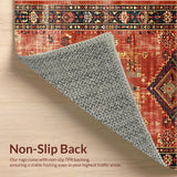 Ultra Soft Area Rug, Non Slip, Stain Resistant, Washable Area Rugs for Living Room, Bedroom, Striking Colorful Tribal Elements(Red)
