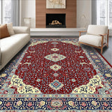 Ultra Soft Area Rug, Non Slip, Stain Resistant, Washable Area Rugs for Living Room, Bedroom, Stylish Traditional Ogee Patterned Rug(Red)