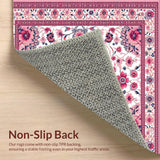Ultra Soft Area Rug, Non Slip, Stain Resistant, Washable Area Rugs for Living Room, Bedroom, Lively Boho Leafy Patterns(White)