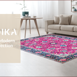 Ultra Soft Area Rug, Non Slip, Stain Resistant, Washable Area Rugs for Living Room, Bedroom, Retro Oceanic Floral Fusion(Pink)
