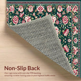Ultra Soft Area Rug, Non Slip, Stain Resistant, Washable Area Rugs for Living Room, Bedroom, Ornate Oriental Floral Harmony(Green)