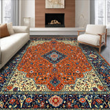 Ultra Soft Area Rug, Non Slip, Stain Resistant, Washable Area Rugs for Living Room, Bedroom, Elegant Multicolor Floral Pattern(Red)