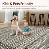 Ultra Soft Area Rug, Non Slip, Stain Resistant, Washable Area Rugs for Living Room, Bedroom, Elegant Charcoal Geometric Overlay(Black)