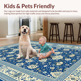 Ultra Soft Area Rug, Non Slip, Stain Resistant, Washable Area Rugs for Living Room, Bedroom, Modern Earthy Floral Composition(Blue)