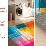 Ultra Soft Area Rug, Non Slip, Stain Resistant, Washable Area Rugs for Living Room, Bedroom, Dynamic Color Burst Abstract Motif(Orange)